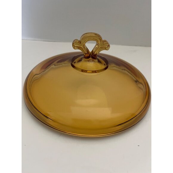 Clear Dark Amber Pedestal Covered Compote Candy Dish 6” Extra Nice - Picture 9 of 11